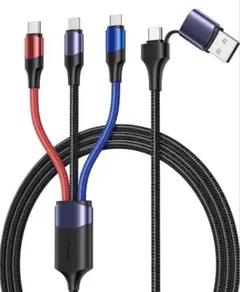 3in1充電ケーブル 3A急速充電 USB Type-C ケーブル 1.2m