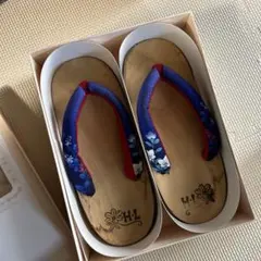 24cm 花柄デザインの木製下駄