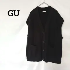♦︎GU ニットベスト M ブラック　ゆったり　カジュアル　トップス