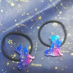 【新品未使用 即購入OK 値下】 宇宙 レジン ヘアゴム 犬 2個セット