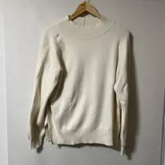 GLOBAL WORK アイボリー リブ編みセーター Mサイズ