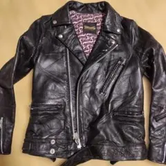 ブラック レザー ライダースジャケット