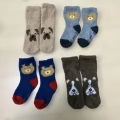 【結夢様専用】ベビー靴下 4足セット 犬とクマデザイン