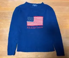 【美品・Mサイズ】Polo Sport ラルフローレン星条旗ニット ネイビー