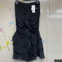 ブラックフリルスカート 社交ダンス レッスンウェア