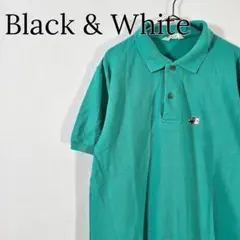 【レア】Black&White ゴルフ ポロシャツ L グリーン 犬 刺繍