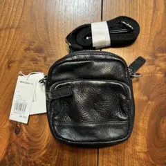新品❗️牛シボ革レザーポーチ・サコッシュ・ウェストポーチ　黒