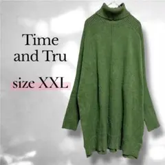 Time and Tru タートルネック ニットチュニック グリーン XXL