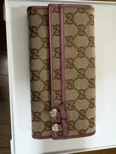 GUCCI GGキャンバス ハート チャーム 長財布 ピンク - メルカリ