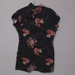 1757.花柄ノースリーブミニワンピース