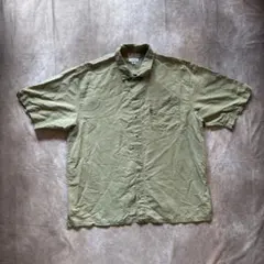 00s Columbia 半袖シャツ リネン混 XL ピスタチオカラー