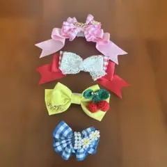 きゃんナナ　犬用バレッタ ４点セット リボン レースのサムネイル