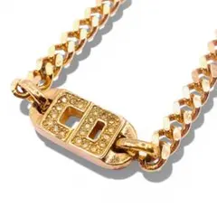 ヴィンテージ　Dior ディオール　CDロゴ　ラインストーン　喜平ネックレス