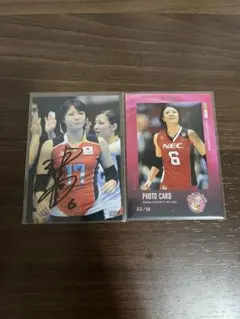 近江あかり選手　直筆サイン入りフォトカードとトレーディングカードセット