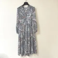 ZARA ペイズリー柄 長袖ロングワンピース S
