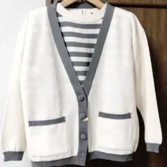 Sorbone du Gis 長袖V首ニットカーディガン レディースM寸美品古着