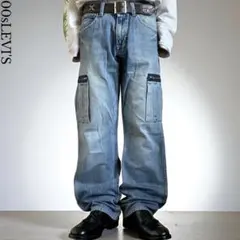 00s LEVI'S 503 W30 ワイドデニムカーゴパンツ アイスブルー
