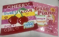 メゾピアノ★チェリー・パフェ柄★ハンドタオル★レッド