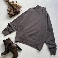 美品☆グリーンレーベル ブラウン ハイネックスウェット トレーナー 裏起毛 M