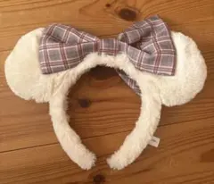 耳付きカチューシャ チェック柄リボン　リルリンリン　2024