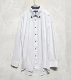 タカキュー TAKA-Q ワイシャツ L-82ホワイト ブルーストライプ