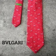 美品✨️ブルガリ ネクタイ レッド キツネ柄