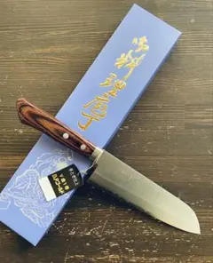 増谷刃物 訓平作 三徳包丁 VG1ステンレス 梨地 口金有 マホガニ柄