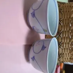 有田焼 和食器 湯呑み 2個セット 花柄 染付
