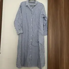 Samansa Mos2 ストライプ柄長袖シャツワンピース