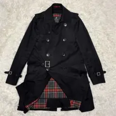 ラブレス トレンチコート 中綿ライナー付き 赤チェック ベルト 黒