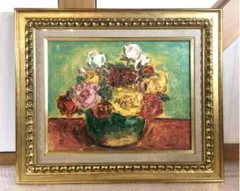紺野八郎【白い壺の薔薇】 肉筆油彩画 - メルカリ