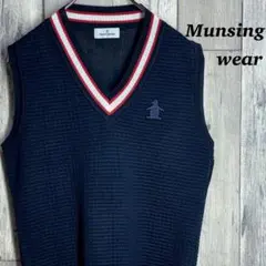 マンシングウェア　Munsingwear ネイビー Vネック　ニット　ベスト　L