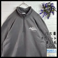 US古着 ニューヨーク プール施設 警備員 ハーフジップ 裏起毛 スウェット