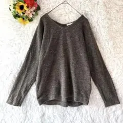 スタディオクリップ プルオーバー 長袖 Tシャツ タックデザイン Vネック M