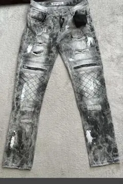 ダメージ加工スキニーデニム グレー