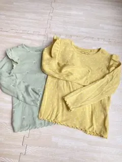 長袖カットソー 2枚セット イエロー グリーン 3-4y
