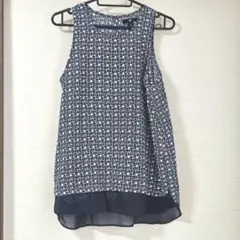 【未使用】Gap ノースリーブ チュニック ネイビー ホワイト S シフォン