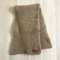 ベージュ リブ編み ニットマフラー