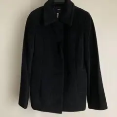 日本製 オゾック ショート丈 ウール コート ベルト付き ブラック 38 M