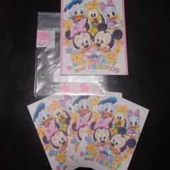 レトロディズニー ベビーミッキー＆フレンズ レターセット便箋8枚、封筒3枚、
