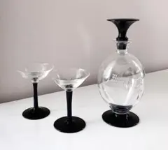ホルムガード デキャンタ+グラス2客 デンマーク製 北欧ヴィンテージ ガラス食器