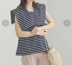 未使用　BEAMS HEART / ビッグカラー ボーダープルオーバー