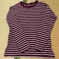 【UNIQLO】ボルドーと白のストライプ長袖カットソー★