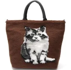 美品！テレサカンビ GATTOネコ2wayバッグ　ブラウン　トートバッグ　猫のサムネイル