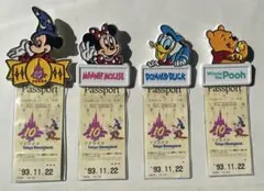ディズニーキャラクター10周年パスポートチケットホルダー　４個セット