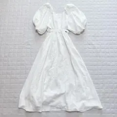 メロウネオン ワンピース 白 フリンジ加工