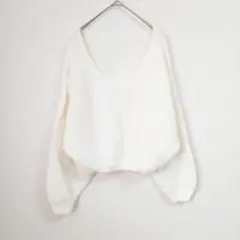 GRL グレイル シャギーニット トップス ホワイト F ショート丈