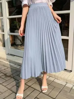 DAZY 女性用 無地 プリーツスカート プレッピースタイル 夏用 ブルーのサムネイル