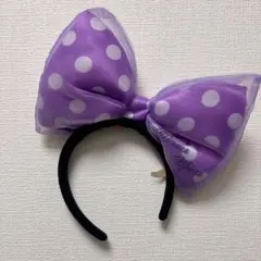 ディズニー ミニーマウス リボン カチューシャ パープル 水玉