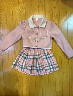 SHEIN ピンクジャケットとチェックスカートセット 120 フォーマル